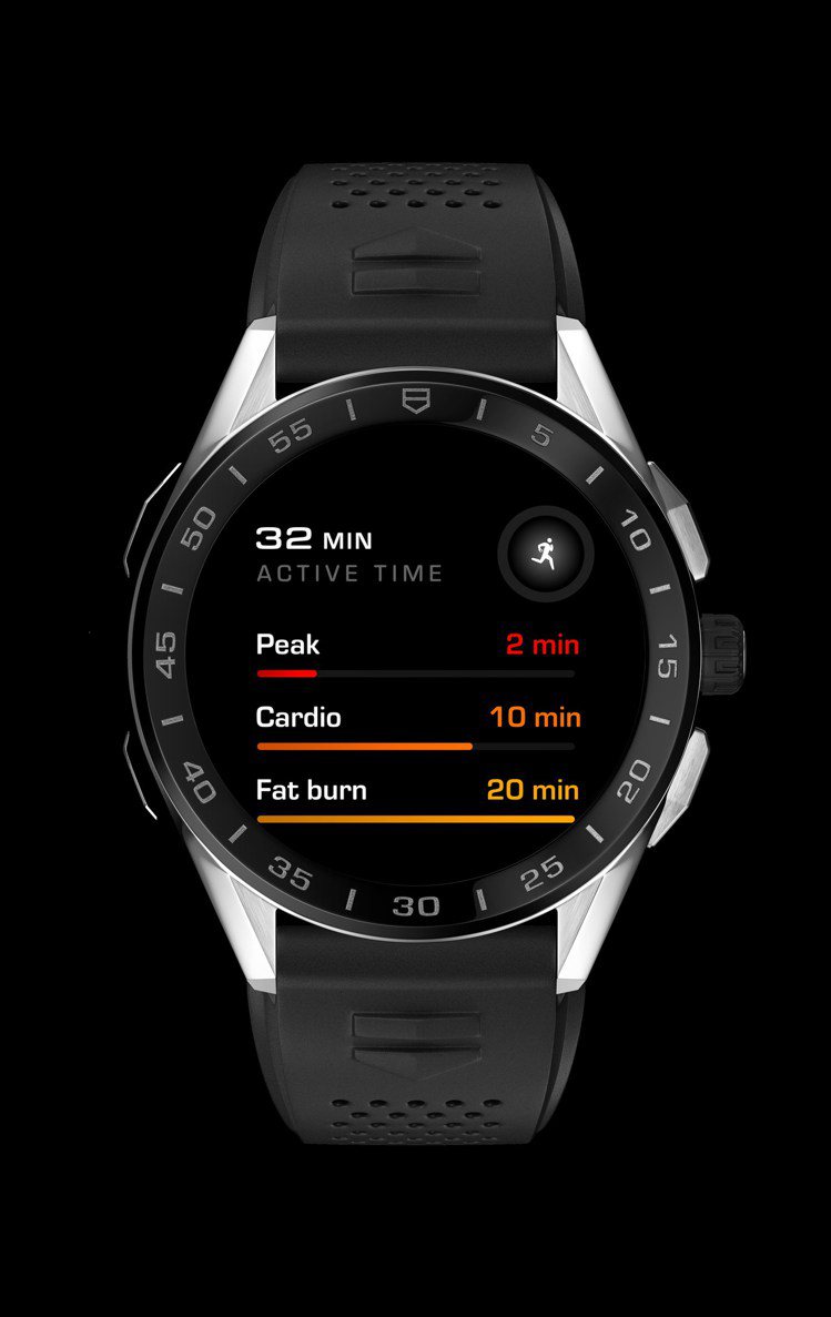 泰格豪雅Connected智能腕表，精鋼表殼、黑色陶瓷表圈58,900元。圖／TAG Heuer提供