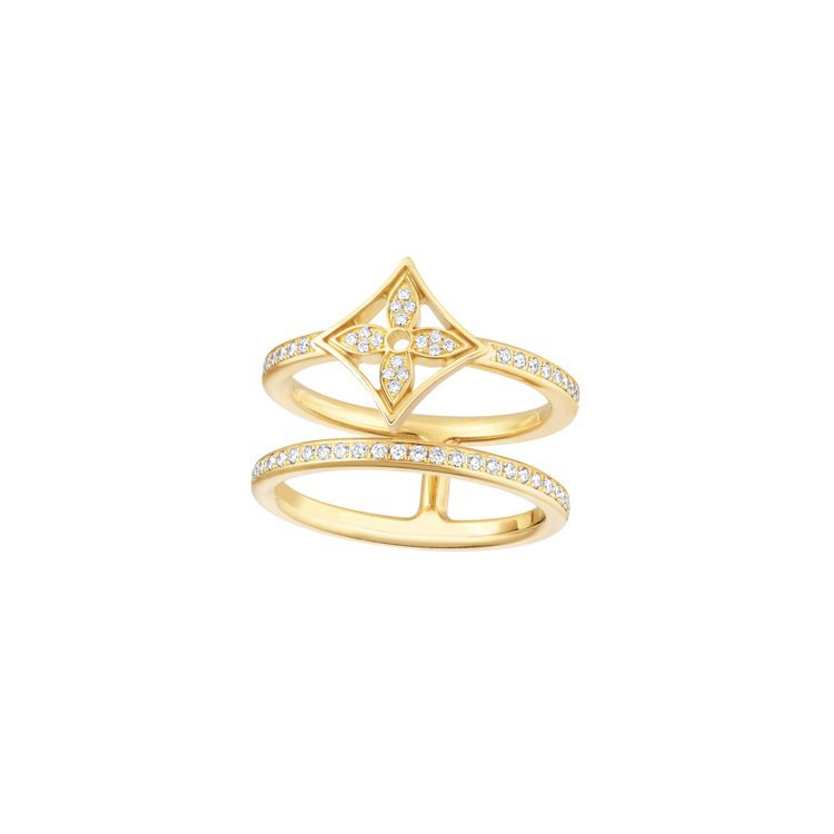 Idylle Blossom黃金鑲鑽雙排戒指，23萬7,000元。圖／路易威登提供