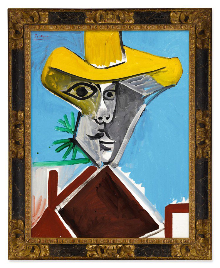 畢卡索1969年作「男子半身像」，油畫畫布，116x89公分，估價9,300萬港元起。圖／蘇富比提供