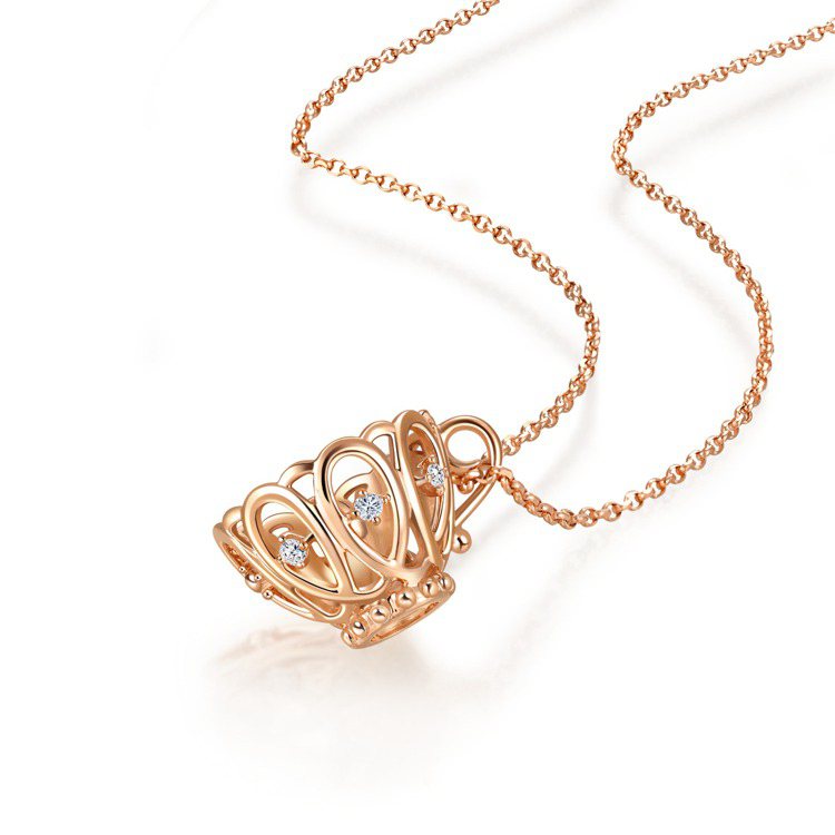 點睛品Love Décodé「愛情密語」18K玫瑰金鑽石典雅杯子頸鍊，20,200元。圖／點睛品提供