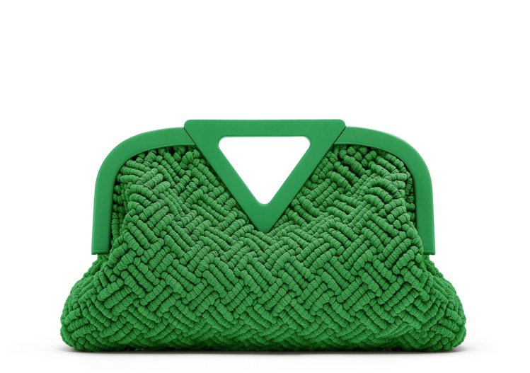 Point綠色法式繩結編織手提袋 (M)，22萬5,200元。圖／BV提供