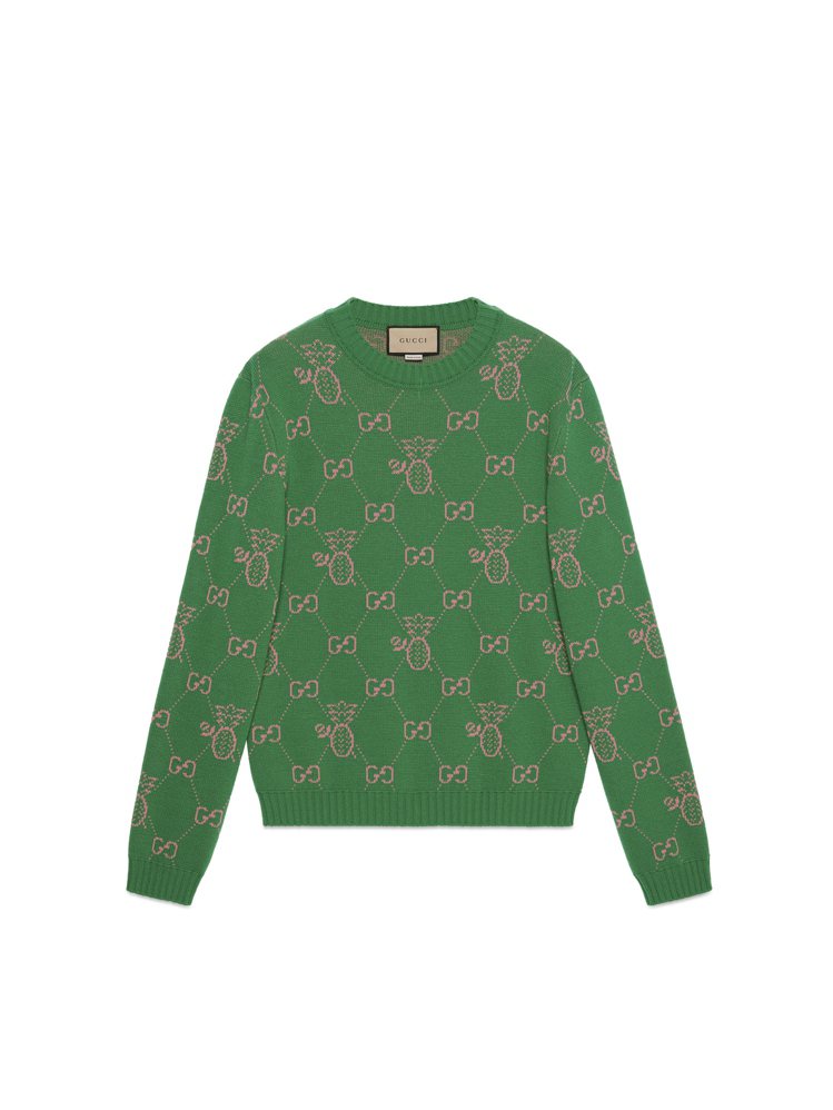 鳳梨系列綠色印花毛衣，40,000元。圖／GUCCI提供