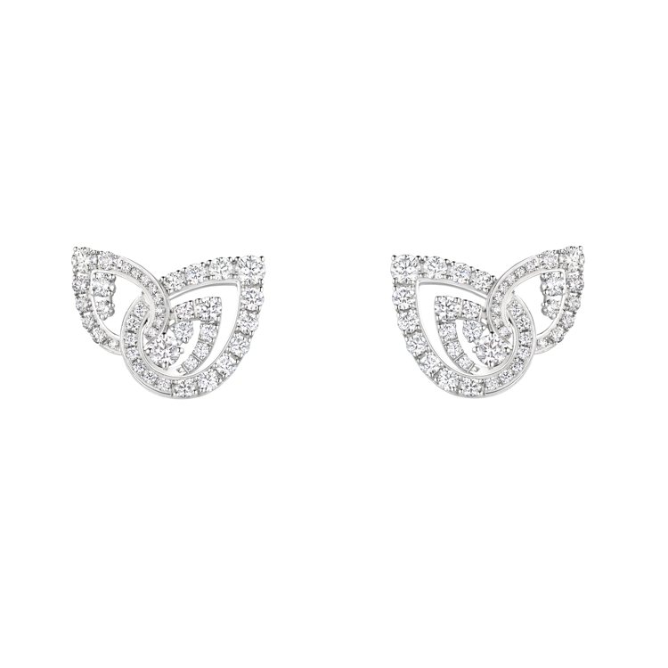 Joséphine Duo Éternel 18K白金耳環，鑲嵌明亮式切割鑽石，價格店洽。圖／CHAUMET提供