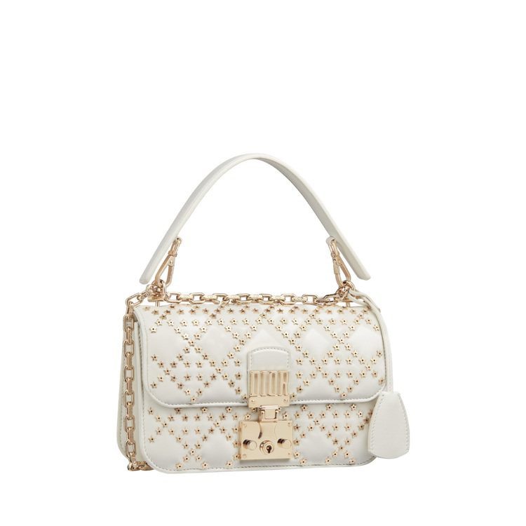 Dior Addict拿鐵白籐格紋飾金屬幸運星小羊皮鍊帶提包，13萬5,000元。圖／DIOR提供