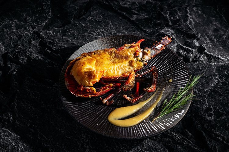 明水然•樂選用青龍、水姑娘等品種活龍蝦，設計「生猛龍蝦三吃」的精緻菜色。 圖／樂多多 提供