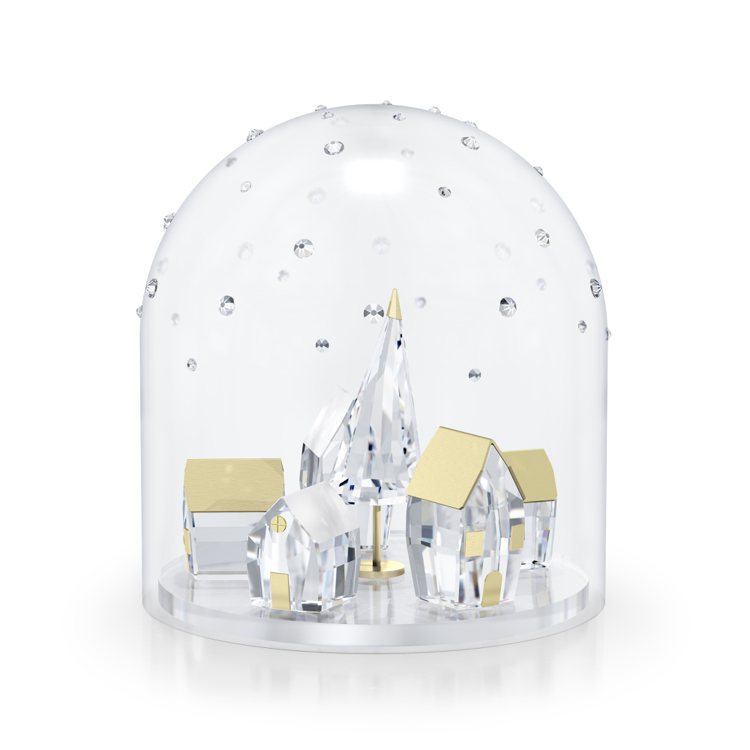 SWAROVSKI Holiday Magic冬日村莊水晶鐘罩，15,000元。圖／SWAROVSKI提供