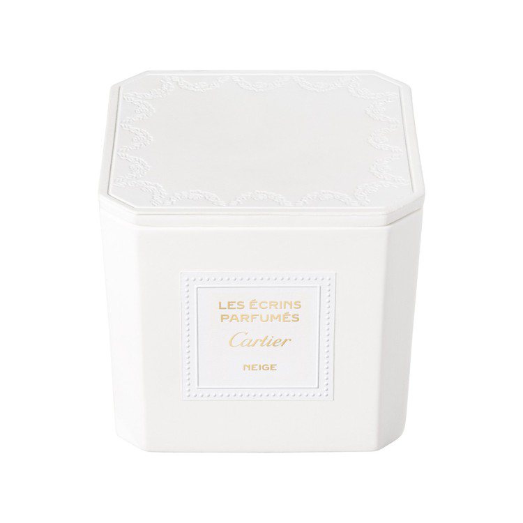 Les Écrins Parfumés Cartier NEIGE白雪香氛蠟燭含蓋，220 克，約5,750元。圖／卡地亞提供