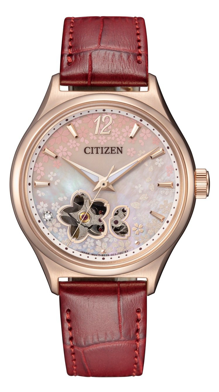 CITIZEN亞洲限定PC1017-61Y腕表，鍍粉紅金表殼，19,800元。圖／CITIZEN提供