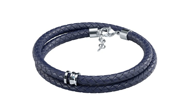 戀人系列10K藍鑽皮繩手環。圖／亞立詩提供