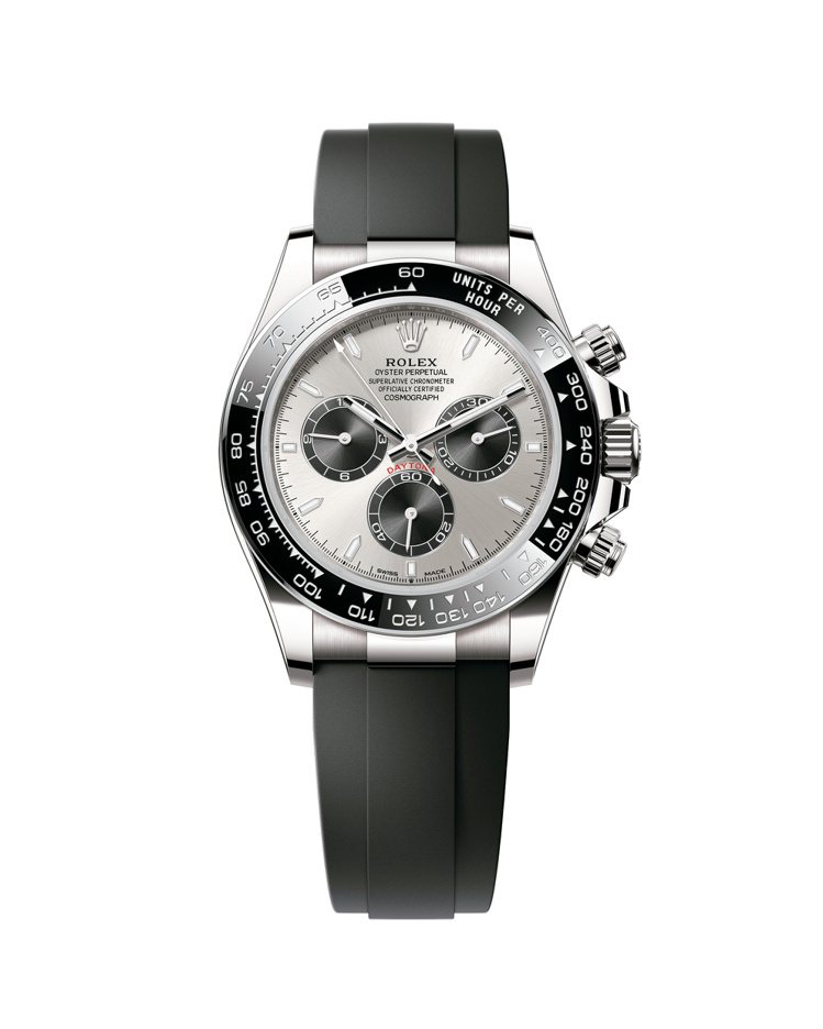 銀色面盤、黑色表圈、黑色橡膠表帶的Cosmograph Daytona腕表，型號：m126519ln-0005。圖／勞力士提供