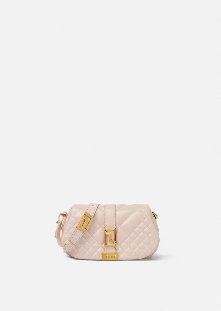 Versace Greca Goddess淺粉色肩背包迷你款，55,000元。圖／凡賽斯提供