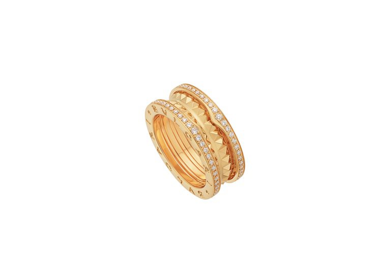 傅孟柏配戴寶格麗B.ZERO1系列黃K金二環鑲鑽戒指，約30萬1,800元。圖／寶格麗提供