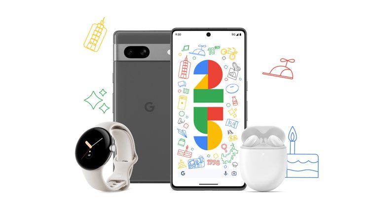 歡慶Google 25周年，Google商店推出一系列Pixel商品優惠。圖／摘自Google商店
