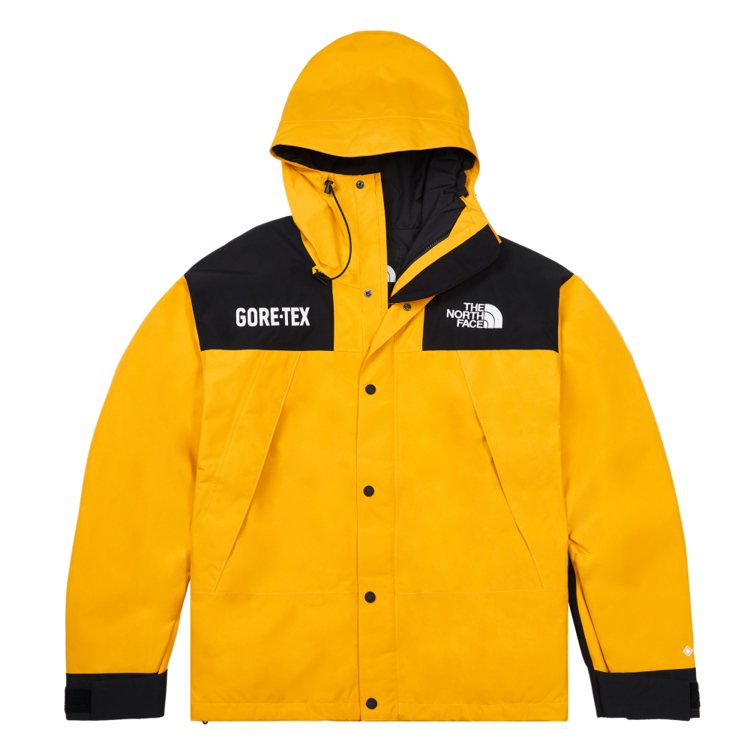 The North Face Urban Exploration系列男款黃黑拼接防水透氣抽繩連帽衝鋒衣，19,880元。圖／The North Face提供