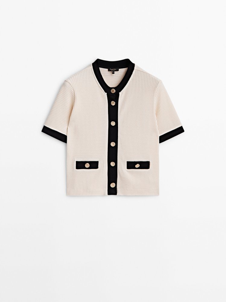 Massimo Dutti亞洲限定女裝系列撞色紋理開襟衫，1,950元。圖／Massimo Dutti提供