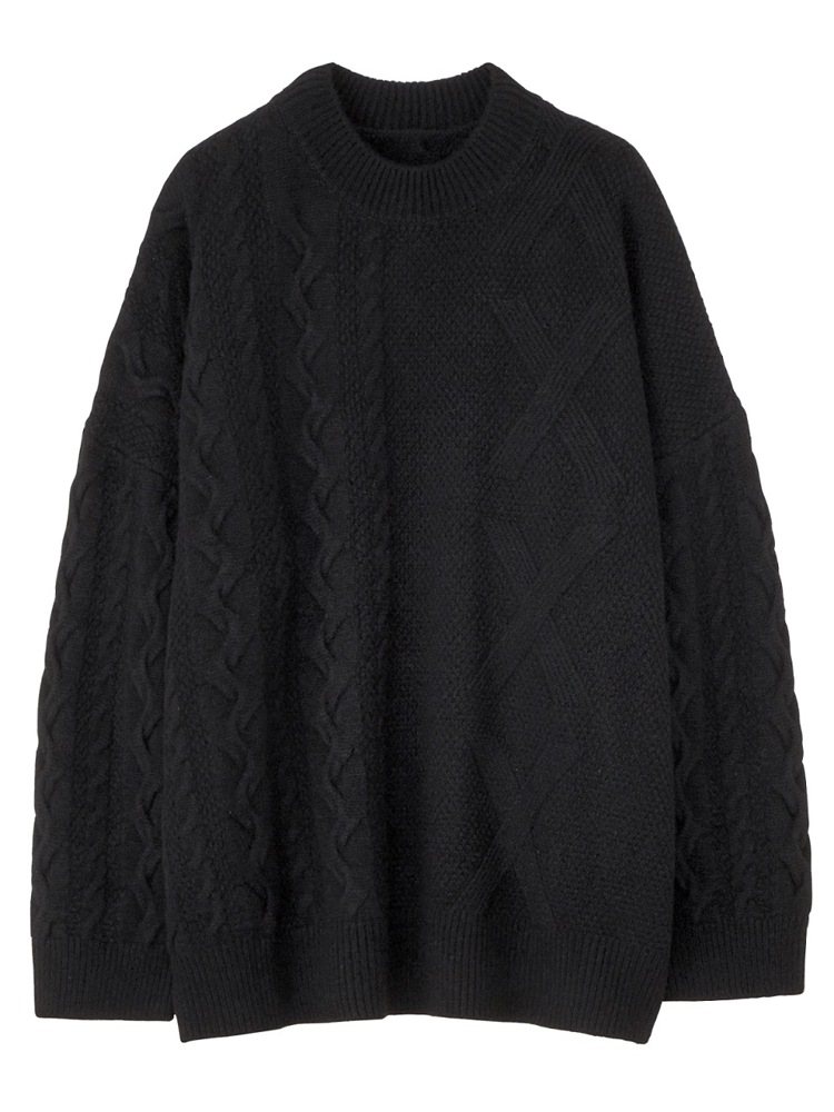 OTIGER系列女性粗針織圓領毛衣，9,480元。圖／Onitsuka Tiger提供