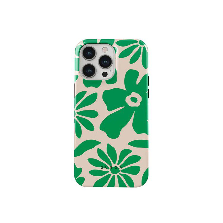 momo購物網即日起至11月30日推出「iPhone15配件大賞」，「BURGA iPhone 15 Pro Max Tough系列磁吸式防摔保護殼－綠野雛菊」活動價1,680元。圖／momo購物網提供