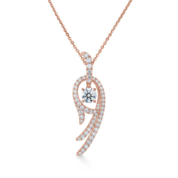 時尚菁英的商務穿搭必備Hearts On Fire新品Vela Twisted玫瑰金鑽石項鍊，主鑽約0.50克拉，23萬9,000元起。圖／Hearts On Fire提供