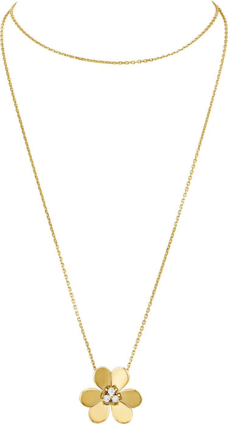 梵克雅寶Frivole胸針吊墜超大型款，18K黃金鑲嵌鑽石，28萬3,000元。圖／梵克雅寶提供
