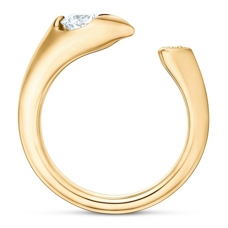 Hearts On Fire日常款LU Droplet Open黃K金鑽石戒指，主鑽約0.50克拉，17萬2,000元起。圖／Hearts On Fire提供