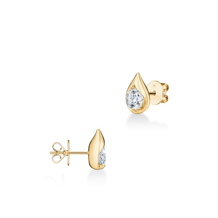 Hearts On Fire日常款LU Droplet黃K金鑽石耳環，主鑽約0.30克拉，13萬7,000元起。圖／Hearts On Fire提供