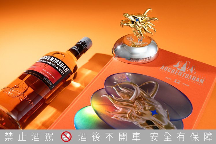 歐肯威士忌再度與知名台灣設計師葉忠宜攜手合作歐肯招財龍威士忌禮盒。圖／台灣三得利提供 提醒您：禁止酒駕 飲酒過量有礙健康