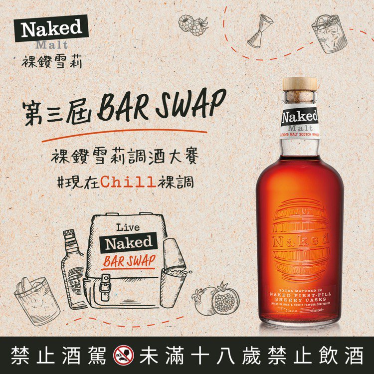 「裸鑽雪莉威士忌」第三屆Bar Swap調酒大賽10強名單出爐，以台灣水果與永續精神交融的創意對決。圖／台灣愛丁頓提供   ※ 提醒您：禁止酒駕 飲酒過量有礙健康  
