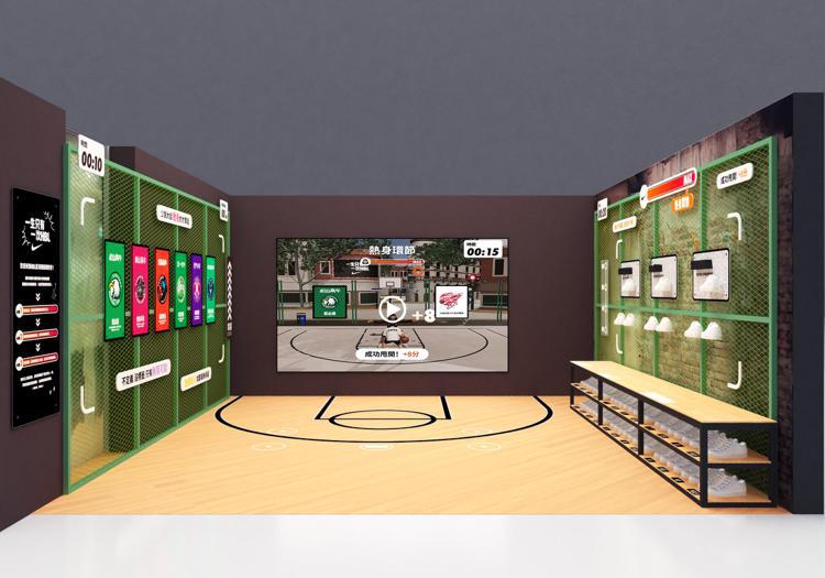 Nike台北西門町籃球體驗店打造「HBL應援專區」，設置有籃球應援體驗專區與留言集氣牆，邀請球迷身歷其境感受籃球魅力。圖／Nike提供