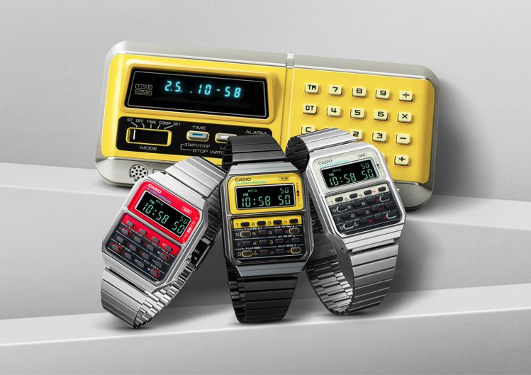 CASIO以1976年誕生的CQ-1計算機鬧鐘為靈感，創造出具有八位數計算機功能的CA-500型手表。圖／CASIO提供