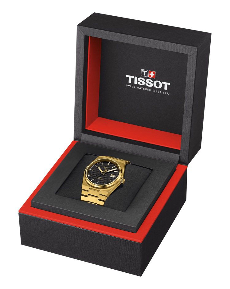 天梭表PRX系列Damian Lillard聯名特別腕表，鍍金精鋼表殼與表鍊，約26,900元。圖／TISSOT提供