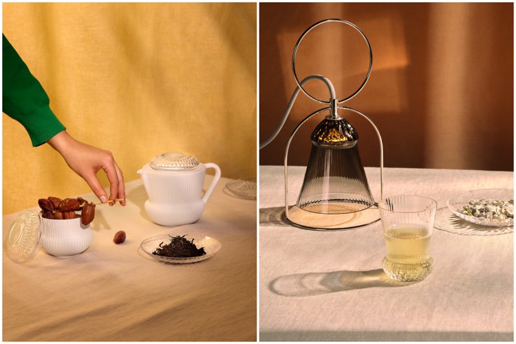 APOLLO西式茶具組將包含濃、淡兩款品茗杯，另附一只西式茶壺、糖罐、奶壺與可置放茶壺或茶點用的碟盤。圖／Saint Louis提供（合成圖）