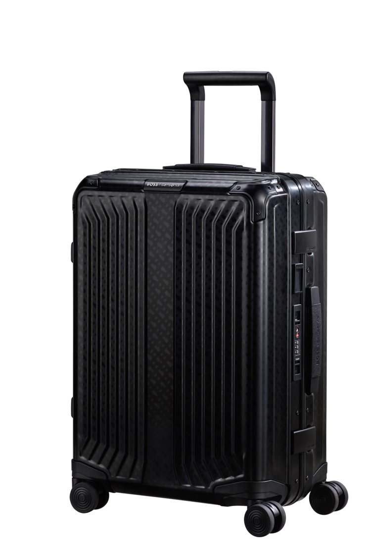 BOSS | Samsonite Lite-Box Alu聯名系列20吋行李箱，31,680元。圖／Samsonite提供