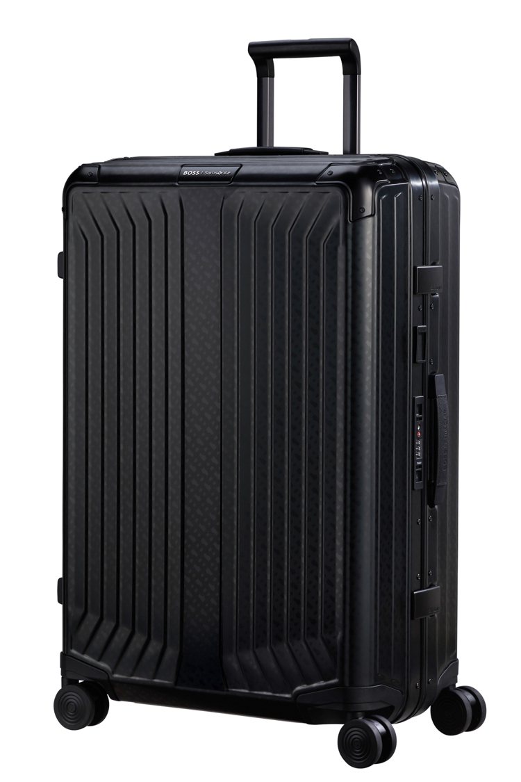 BOSS | Samsonite Lite-Box Alu聯名系列28吋行李箱，40,320元。圖／Samsonite提供