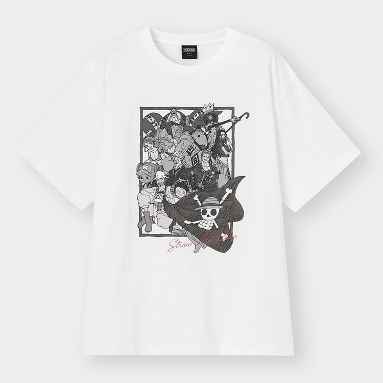 GU聯名航海王系列印花T恤，490元。圖／GU提供