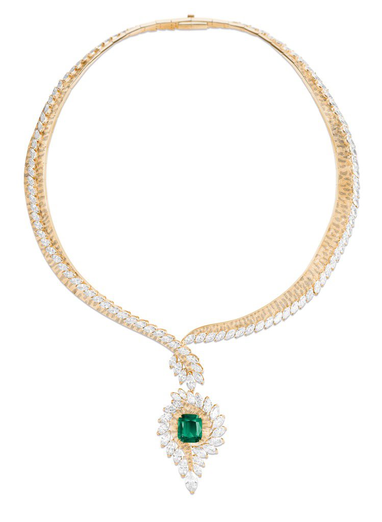 PIAGET Metaphoria頂級珠寶系列Efflorescens祖母綠鑽石項鍊，2,940萬元。圖／PIAGET提供