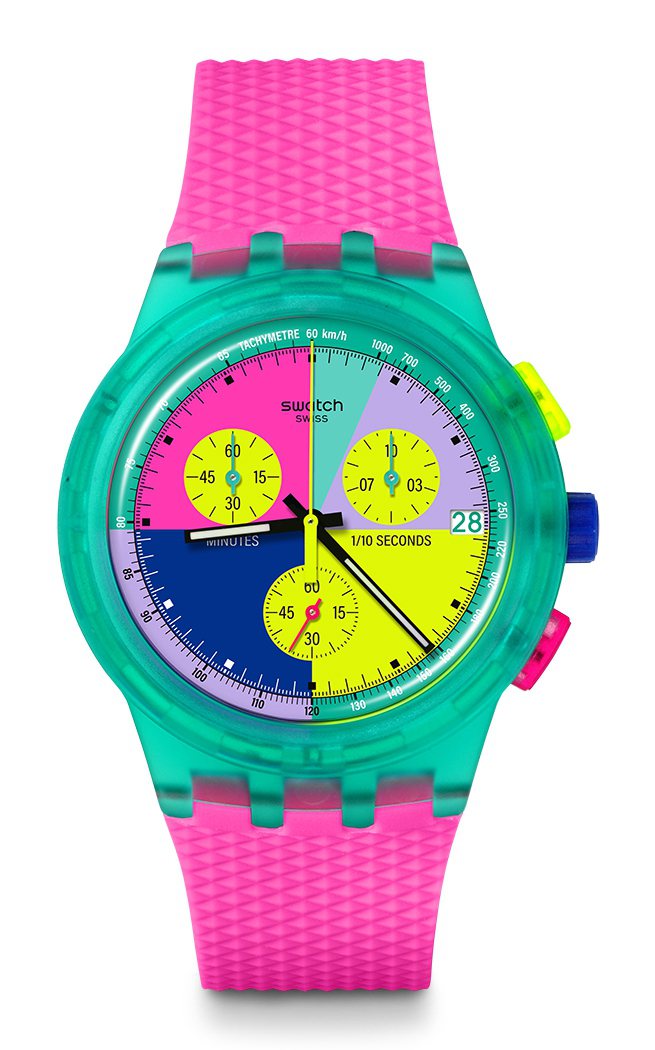 Swatch NEON FLASH ARROW腕表，4,150元。圖／Swatch提供