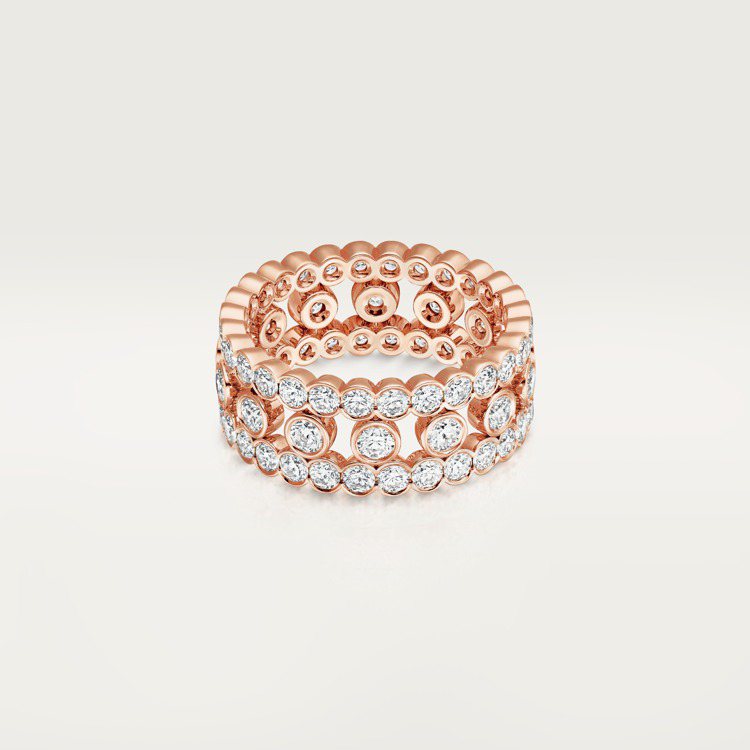 Broderie de Cartier戒指，玫瑰金鑲嵌鑽石，78萬元。圖／卡地亞提供