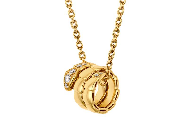 BULGARI Serpenti Viper系列黃K金鑲鑽項鍊。圖／寶格麗提供