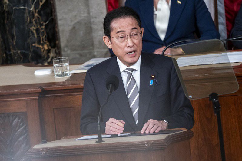 日本首相岸田文雄於美國國會發表演說。(歐新社)