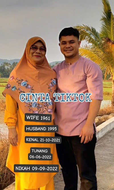 馬來西亞一名28歲的男子透過TikTok認識62歲的妻子，兩人的年齡差距大，在網路上引發討論。圖／截自TikTok影片