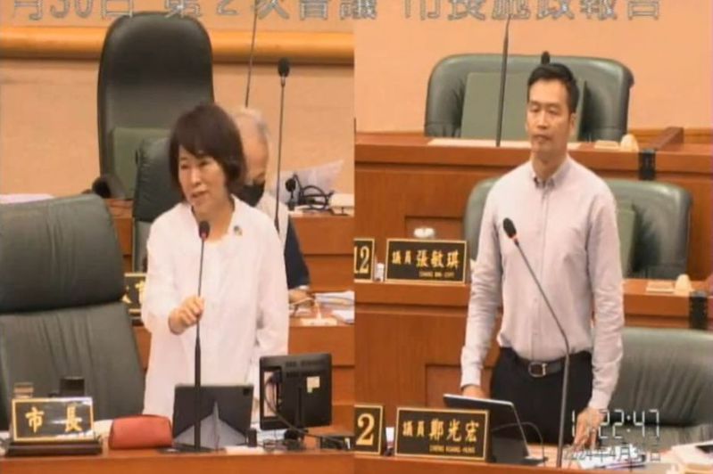 嘉義市長黃敏惠（左）答詢時表示，嘉義市從不缺計畫，缺的是中央的支持與鼓勵。圖／翻攝畫面
