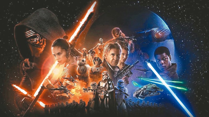 星際大戰本傳電影最新作「Star Wars：原力覺醒」去年大破紀錄，全球影史票房僅次於「阿凡達」、「鐵達尼號」。 圖／博偉提供