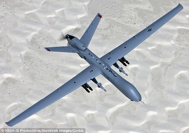 美國無人機 MQ-9死神偵察機（MQ-9 Reaper）。圖擷自每日郵報