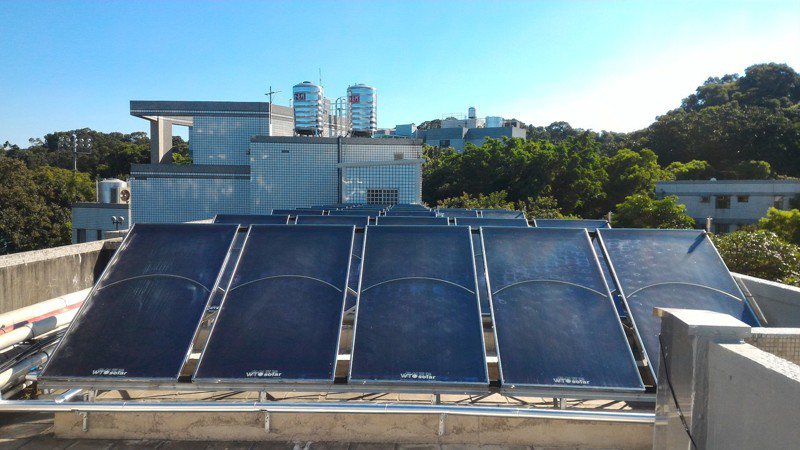 大葉大學宿舍建置智慧化太陽能熱泵系統，有效減少耗電。圖／大葉大學提供