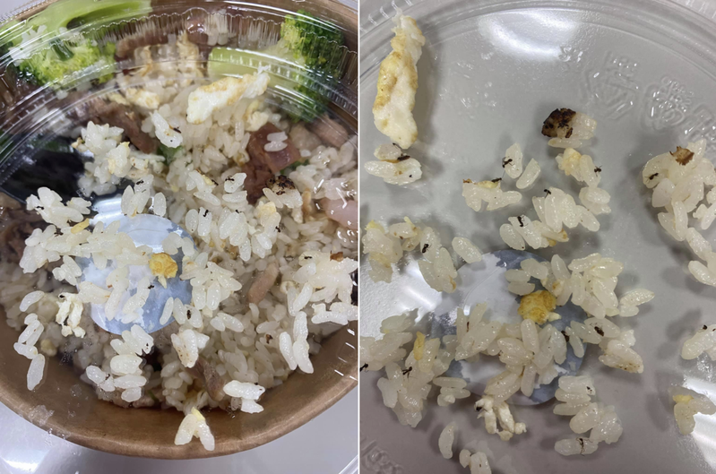 一名網友PO文提到，他用外送平台叫了一碗炒飯，沒想到正當他準備享用時，卻發現炒飯的米粒中有超多螞蟻。圖擷自爆怨公社