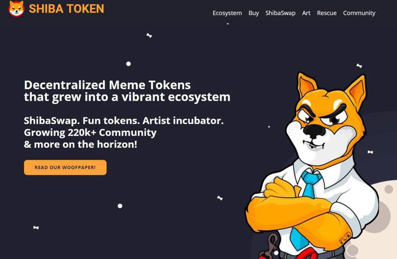 The picture shows the official website of SHIBA TOKEN.  Shiba Inu’s development team even claims to be a "Dogecoin killer."  (Screenshot of Shiba Inu Coin official website)