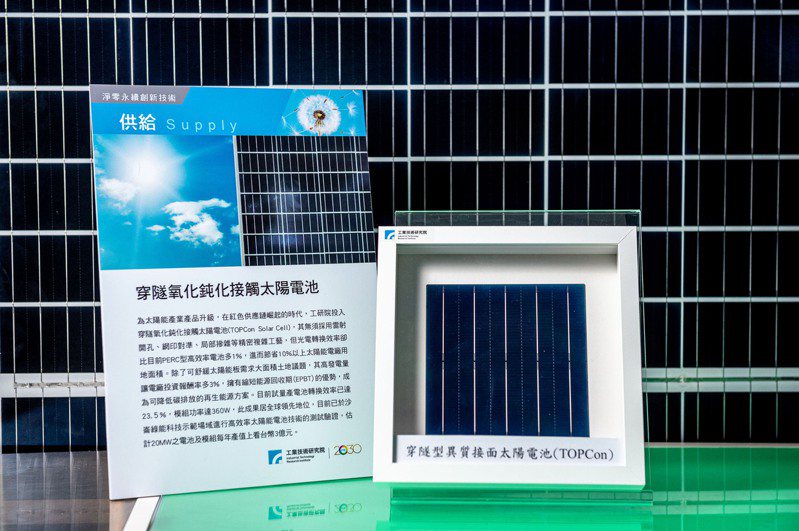 工研院長期致力投入太陽光電新結構技術創新， 成功開發出「穿隧氧化鈍化接觸太 陽電池」可克服傳統太陽電池效能的限制。