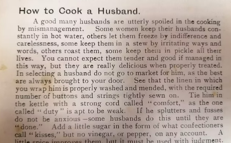 「如何烹煮丈夫」食谱。图／取自(photo:UDN)