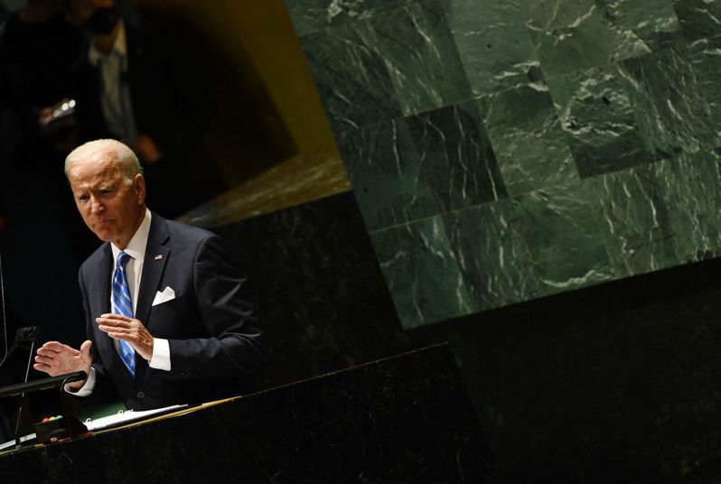 21日，美国总统拜登在纽约联合国总部向联会国大会发言。法新社(photo:UDN)