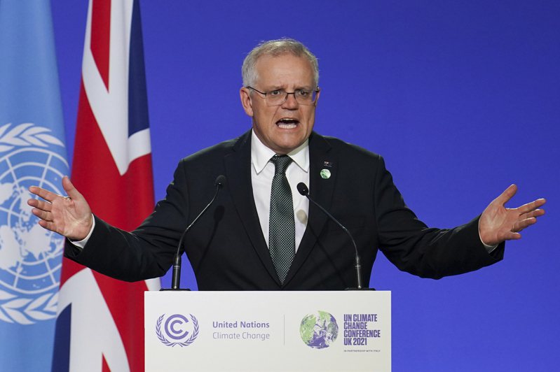 澳洲总理莫里森2日在联合国气候峰会发言时，原本说「需要全球应对气候变迁」，口误说成「需要全球应对中国」。（美联社）(photo:UDN)